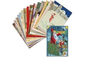 MERCI-FACTEUR.COM Carte Noel Ancienne - Joyeux Noël — Lot de 16 Cartes Différentes ➽ Format Carte Non Pliée (3 Formats Dispos) — Vintage Carte Noel Ancienne - Joyeux Noël