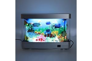 ciciglow Mini Acquario Finto, Lampada Decorativa per Acquario Finto, Controllo Pulsanti a Luce Bianca per Bambini