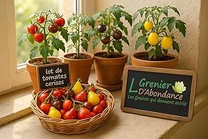 LE GRENIER D'ABONDANCE LES GRAINES QUI DONNENT ENVIE Lot de 250 graines à semer - Le Grenier d'Abondance - Fan de Tomates Cerises - 4 variétés