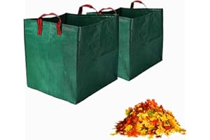 ASOFTY 2 Sacs de Jardin, 270L Pliables Carrés Sacs à Déchets de Jardin avec Boucles de Transport, Sacs pour Déchets de Jardin, Réutilisables Sacs à Feuilles pour Herbe, Feuilles, Bois, Déchets Verts