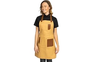 PALLTEX GERARD Grembiule da Lavoro Unisex – Grembiule in Tela Premium con Bretelle Regolabili e Tasche Multiple per Cucina, Ristorante, Bar, BBQ, Artigianato e Altro