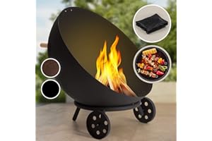 Blumfeldt Feuerschale, wasserfest für Garten & Balkon, tragbar mit Rollen, groß für Camping