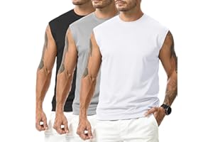 Suwangi Zestaw 3 męskich podkoszulek bez rękawów do biegania na siłownię trening bez rękawów fitness sportowe suche kamizelki topy