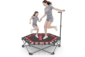 MOMODA Mini Trampoline de 76,2 cm/114,3 cm pour Enfants et Adultes, Trampoline d'exercice Pliable avec poignée, Charge maximale de 90,7 kg