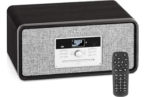 Auna Plattenspieler für Schallplatten, Plattenspieler mit Lautsprecher, CD-Player, MP3 & USB Schallplattenspieler mit Bluetooth & DAB+/FM Radio, Audio Record Player, Turntable