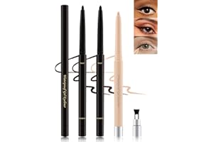LESTPOLA Black+Brown+Nude Waterline Eyeliner Pencil,Smooth Gel Eye Liner Pencils for Older Women, Waterproof Smudge-Proof Retractable Eyeliner Pen, Long Lasting 24H, Liner Tattoo Makeup for Sensitive Eyes-3Pcs