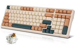 Qisan 100-Keys Mechanical Wireless/Wired Keyboard – Triple Mode 2.4G/USB-C/BT & Ergonomic Design –US Layout | RGB LED Backlit, Hot-Swappable Brown Switches | Computer Accessories