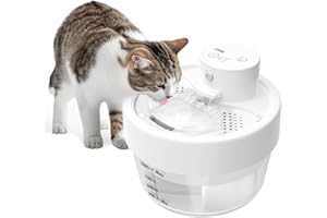 PEWKIM Cat Water Fountain for Drinking, 1L Wireless Cat Water Fountain with 0-4m/120° Motion Sensor, Battery Operated Cats Fountains, Ultra Silent Drinking Fountains for Cats Small Dogs, Pet Water Fountain