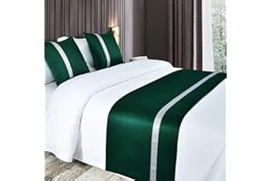 Eseriallen Bed Runner King Size,Green Bed Runner For Foot Of Bed Cushions Set 2 Pillowcases(50X50cm)