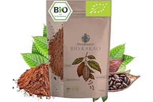 ‎DEUBAUER Kakaopulver 500 g BIO ohne Zusatzstoffe | Stark entöltes Kakao-Pulver ohne Zucker | Bio Kakaopulver | Backkakao ohne Zucker in nachhaltiger Aromaverpackung | Rohkakao