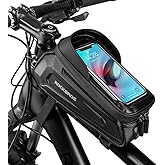 ROCKBROS Fahrrad Rahmentasche Lenkertasche Wasserdicht Handytasche für Smartphone bis zu 6.8 Zoll mit TPU Sensitivem Touchscr