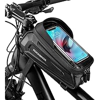 ROCKBROS Fahrrad Rahmentasche Lenkertasche Wasserdicht Handytasche für Smartphone bis zu 6.8 Zoll mit TPU Sensitivem Touchscr