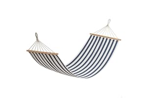 AKTIVE 63163 Hamaca Colgante, 200x100 cm de algodón y poliéster a Rayas, con Soportes de Madera y Cuerdas de sujeción, Capacidad hasta 110 kg, para jardín, terraza o Camping