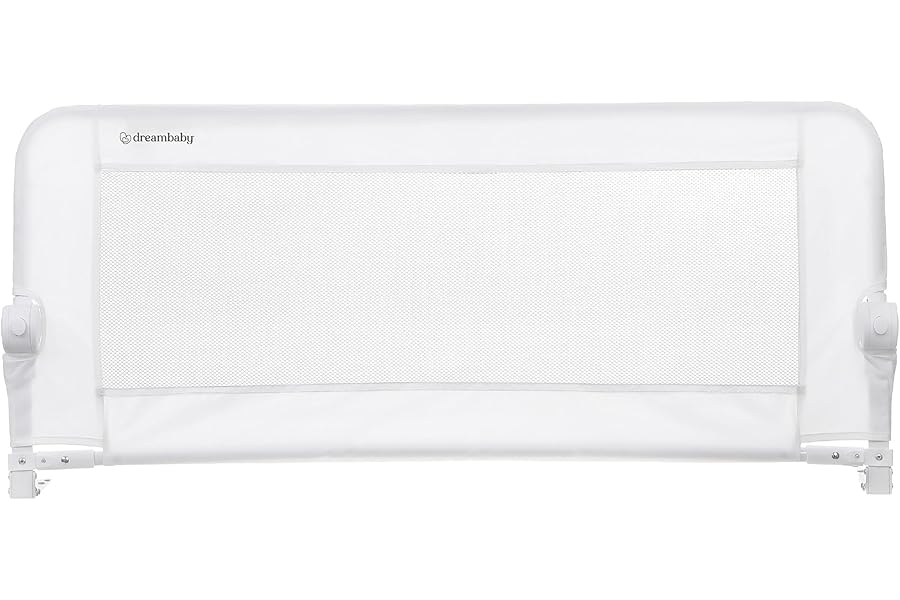 Dreambaby Maggie Toddler Bed Guard - Foldable & Portable Safety Rail - Fits Recessed & Flat Bed Bases Up to King Size Mattress - Simple Fold Down Feature - 110cm Wide x 50cm Tall