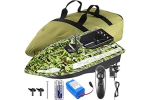 BILBEAR 500M Bateau Amorceur télécommandé Bateau d'appât sans Fil Pêche Bateau d'amorce Double Moteurs avec Sac À Main (Bateau Camouflage)