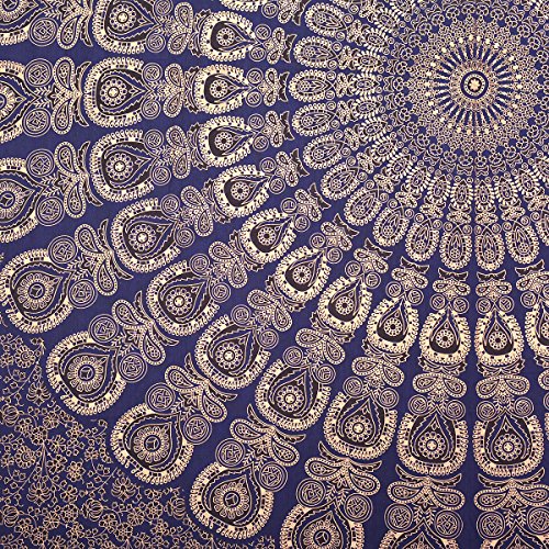 Wanddekoration Hippie Wandteppiche Bohemian Mandala Tapisserie Wandbehang indischen blau gold Überwurf - 6