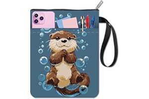 CRASPIRE Book Sleeve Animal Book Covers Cloth Waterproof Washable Blue Notebook Paperback Bag Protectors Pouch with Zipper and Extra Front Pocket for Birthday Graduation Christmas Classmate
