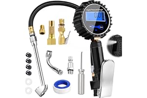 Digital däcktrycksmätare Däckpump Set, 3~200 PSI Digital däckpump med mätinstrument, Digital däcktrycksmätare med luftmunstyc