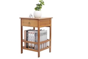 FATIVO Master Stolik narożny dwupoziomowy, stół, stolik nocny z szufladą sofa, półka do przechowywania, bambusowy stół na roślinę, stojak na korytarz, stół, półka