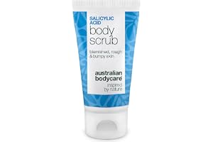 Salicylsyra Body Scrub för finnar på rumpan, ryggen och bröstet – exfolierande peeling som bekämpar oren hud, tilltäppta porer och pormaskar med salicylsyra (BHA), glykolsyra (AHA) och glycerin - 50ml