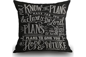 Smooffly Vintage Bible Verse Scripture Quotes Psalms Sayings Cushion Cover 45x45 cm,Christian Bible Verse Jeremiah 29:11 God Hope Future Faith Throw Pillow Cover Pillow Case for Sofa 18x18 inches