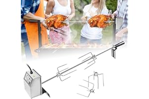 ACXIN Set di spiedo elettrico in acciaio inox, 107 cm, con motore, con spilli da carne, spiedo girevole elettrico, griglia con 4 forchette da carne, per campeggio, feste, giardino, picnic (220 V – 240
