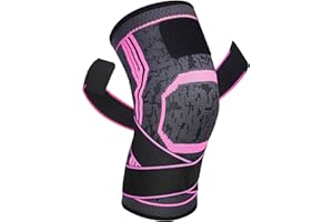 Yasdyri Kniebandage Kompression Kniestütze mit Verstellbarer Schultergurt für Damen Männer für Meniskusriss, Arthritis, ACL,Gewichtheben, Basketball, Sport 1 Stück (Rosa, L)