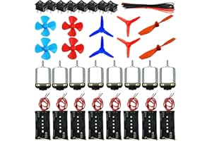 RUNCCI-YUN 8 Set DC Motore Modello - 8pz Mini Motori Rettangolari 1.5V-3V 15000-16500RPM +Interruttori a Bilanciere+ Eliche+AA Custodia Batteria per DIY Modelli Auto Barche (130 Mini Motori)