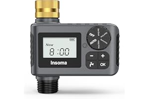 INSOMA [Upgraded Version] Sprinkler Timer with Brass Swivel, Programmable Water Timer for Outdoor Garden Hose, Hose Timers with Rain Delay/Manual/Auto Mode, Drip Irrigation and Lawn Watering System, 1 Outlet