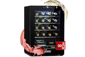 KLARSTEIN Cantinetta Vino Design, Cantinetta Vino Refrigerata a Zona Singola per Vino Rosso, Bianco e Birra, Controlli Touch, Frigo Vino Cantinetta per Esterno/Interno, 5-18°C, 53L, 20 Bottiglie