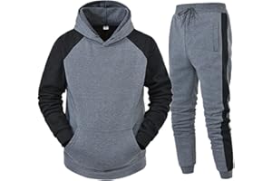 riou Chandal Hombre Completo Invierno, Costura Cremallera Ropa de Deportivo Color Sólido Sudadera con Capucha y Pantalón Bolsillos 2 Piezas Abrigo Chaqueta Hoodie Jersey Talla Grande Correr