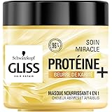 Schwarzkopf - Gliss - Masque Cheveux Soin Miracle Nourrissant 4 en 1 - Cheveux secs/abîmés - Soin Cheveux - 96% d'ingrédients