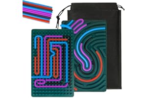 HWJPDMBD Sensorik Activity Board, Sensorik Spielzeug, Doppelseitiges Aktivitätsbrett, Sensory Fidget Board zur Stressabbau, ADHD und Autismus, mit Reisetasche & 20 Zubehör Schnüren