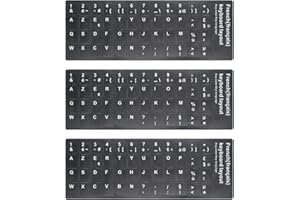 Lucocia 3 Stück French Tastaturaufkleber, Universal Tastatur Aufkleber French Universelle Aufkleber Ersatz Aufkleber für Laptop Tastatur Desktop Notebook Alphabet Aufkleber, Schwarz