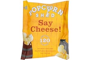 Popcorn Shed Say Cheese Gourmet Popcorn Snack Pack, Cheddar Cheese Flavoured Popcorn, Gluten Free, Low Calorie, Natural & Vegetarian Lunch Box & Movie Night Snacks, 16g
