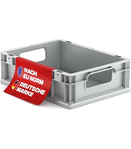 Stapelbare Aufbewahrungsbox Mit Festem Scharnierdeckel | Eurobehälter Aus PP | Made In Germany | 40x30x33 Cm Und Andere Größen