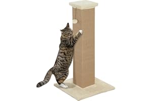 PawHut Rascador para Gatos Altura 81 cm con Poste de Yute y Bola Colgante 41x41x81 cm Beige