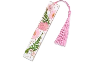 PROUSKY Resin Bookmark Pressed Flower Bookmark, Resin Flower Bookmark, Dried Flower Bookmark for Women Readers Teachers Students Gift, Pink