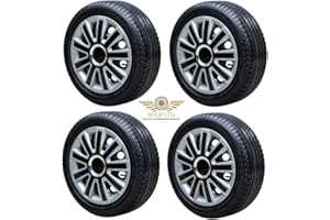 SOLIP 14 inch wheel trims - Hubcaps - Set of 4 Alloy wheels look covers - Silver/Black - colour choice - 14" wheel trims (FS)