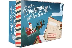 LOVETRENDS CHRISTMAS EVE GIFT BOX - CARDBOARD PRESENT BOX FEATURING SANTA AND OTHER CHRISTMAS CHARACTERS - HOLIDAY SEASON XMAS PRESENT GIFT BOX (PACK OF 1)