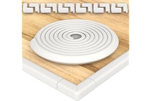 Hoffenbach 12x Baby Corner Protectors & 6.2m Soft Foam Edge Guard for Kids – Self-Adhesive Bumpers for Child Safety, Furniture, Desks, Tables – Safe & Durable (White)