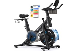 ‎MERACH MERACH Heimtrainer Fahrrad mit Verstellbarem Widerstand, Leises Hometrainer Fahrrad mit Verbessertem LED-Monitor, Tablet-Halter, Indoor Cycling Bike für Kardiotraining zu Hause, Eigener App, Bis 136KG