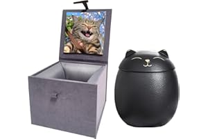 UMBERDOM Matte Ceramic Cat Ashes Urn - Handicrafted Keepsake Memorial Gift, Black