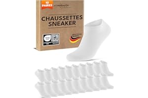 SOCKENKAUF24 10 Paires Chaussettes Basses Homme Femme Socquettes Coton Respirantes