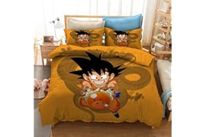 GDGM Juego de funda de edredón y funda de almohada con diseño 3D Dragonball Z Goku, funda nórdica de microfibra con cremallera, juego de cama infantil (A01, 135 x 200 cm y 75 x 50 cm)