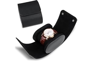 RoYiio Boîte à Montres Portable en Cuir, Boîte de Montres de Voyage, Présentoir Coffret Montres Classique, Boîte de Rangement pour Montres avec 1 Slots Etui à Montres Homme Femme Cadeau - Noir