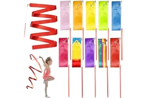 Novelty Place 10 Stück Tanzband Regenbogen Gymnastikband – 2 m Unisex Kinder Gymnastikband Stäbe – perfekte Rhythmus-Sticks für Talent-Shows, künstlerischer Tanz, Taktwirling (10 Farben)