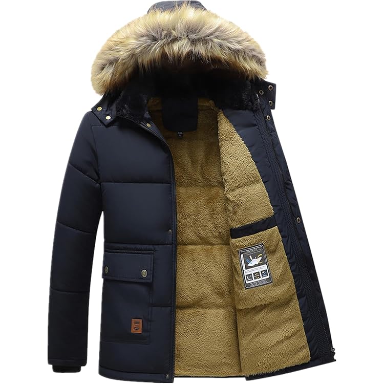 Veste Hiver Homme Doudoune Chaud Manteau Épais Grande Taille Veste Moto Épaissir Chaud Slim Manteau à Capuche Hiver Blouson Matelassée Zipper Slim Fit (Noir, M
