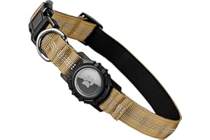 Ledeak Taktyczna obroża dla psa do AirTag, odblaskowa nylonowa obroża dla psa z przezroczystą wodoodporną osłoną do trackera AirTag, regulowana obroża dla psa, dla małych, średnich i dużych psów,