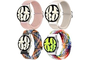 elfofle Nylonowy, rozciągliwy pasek do zegarka, 20 mm, do Samsung Galaxy Watch 6/5/4, 40 mm, 44 mm, Galaxy Watch 4/6 Classic 47 mm, 43 mm, 46 mm, 42 mm / Watch 3 41 mm / Active 2, regulowany, pleciony